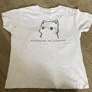 Cute Gray Cat Graphic Tee